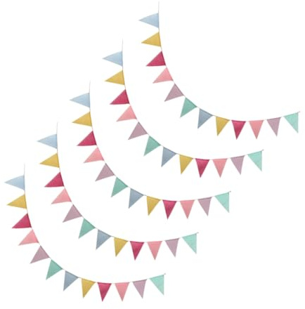 SUPVOX 5 Juegos Banderines de Lino Coloridos para Fiesta Set Banderolas Decorativas para Cumpleaños y Bodas Decoración Interior y Exterior para un Alegre
