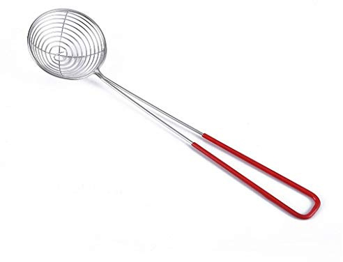 HDBCYUAZ Küchen-Abzieher Siebe Commercial Grade Mini Seiher Edelstahl Mini Hot Pot Seiher Dessert Milch-Tee-Sieb mit rotem Kunststoffgriff (10.6) Filtertopf(L)