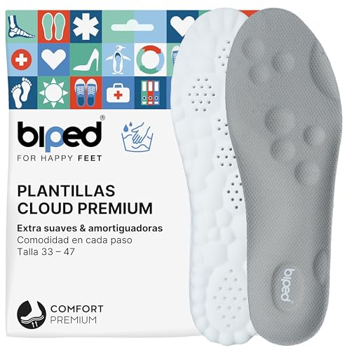 biped solette Cloud ultra morbide per sport, uso quotidiano e scarpe da lavoro – Solette ortopediche ammortizzanti con cuscinetto tallone – Schiuma massaggiante z2938(grey,42-44)