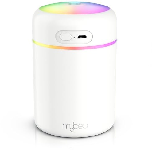 CSL – mini Aroma Luftbefeuchter – 300 ml – 7 LED Farben Stimmungslicht – 2 Sprühmodi – für Kinderzimmer und Schlafzimmer - automatische Abschaltfunktion - leiser Humidifier für Baby Pflanzen