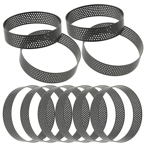 Gadpiparty 10 Pièces Anneaux à Tarte Rond Acier Inoxydable Perforés Lot de Mousse Cake Rings Professionnels pour Tartes Pâtisseries et Desserts Variés Moules de Cuisine Polyvalents pour