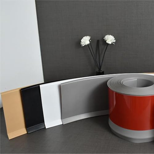 FUANA Battiscopa per pareti in PVC, 3 m, striscia di bordo in plastica impermeabile, altezza 10 cm, facile da installare con retro adesivo, per serratura della porta decorativa di casa e ufficio