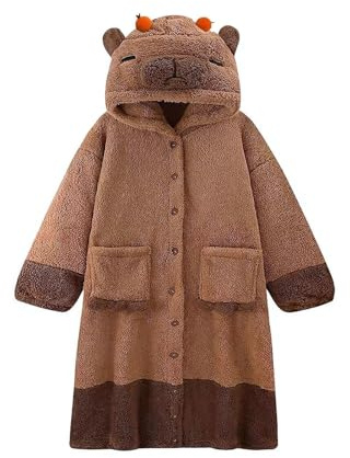 HANXIULIN Capybara Pyjamas Winter Warme Pajamas Flauschig Schlafanzug Fleece Nachtwäsche Thermo Kuschelanzug mit Kapuze Weihnachts Homewear Tier Cosplay Kostüm Für Urlaub, Party, Zuhause
