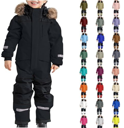 Mono de esquí unisex para niños, con capucha, traje de nieve, impermeable, transpirable, traje de esquí engrosado, cálido al aire libre, mono de nieve de una sola pieza, traje de esquí para niños