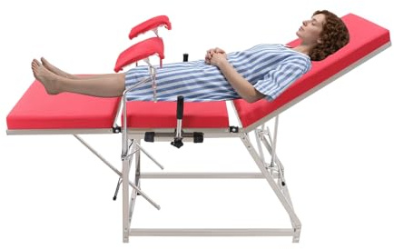 MIUKYUI Professionell gynstol gynekologisk robust undersökningsstol i rostfritt stål med justerbar rygg och ryggstöd 200 kg lastkapacitet för klinik