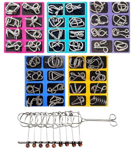 Metall Draht Puzzle Set,Gedächtnisspiel Knobelspielzeug | Geschicklichkeitsspiel zum Trennen und Verbinden - Für Büro Schule Reisen Kinder Jugendliche Erwachsene Herausforderung Partygeschenke Geschen