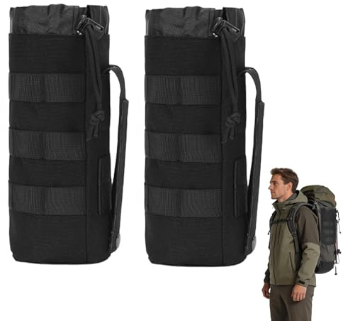 2 Pcs Sac De Bouteille d'eau Molle Tactique,Poches De Sac À Dos De Randonnée Militaire pour L'extérieur Marche Camping,Sac De Bouteille d'eau Tactique,Porte Bouteille Molle en Réglable