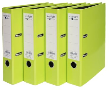 Eastlight A4 Bright Colour Lever Arch File 70mm Spine, Green, Pack of 4