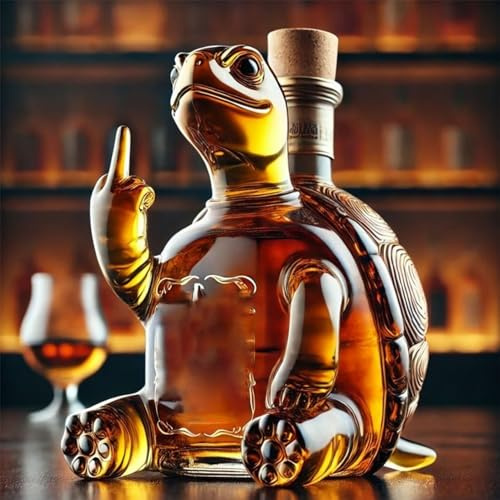Whiskydekanter Sköldpadda Med Långfinger Djurinspirerad Glasburk Förseglad 330ml Handblåst Blyfri Dekanter Sköldpadds Whisky Vinflaska För Unika Bartillbehör Och Samlare Hemmabar Och Man Cave Displ A