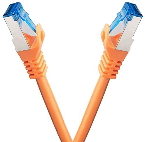 BIGtec - 2 Stück - 7,5m CAT.7 Gigabit Patchkabel Netzwerkkabel orange Kupferkabel Patch Ethernt LAN DSL Kabel CAT7 (RJ45, Cat 7, S/FTP PIMF) 7,50m