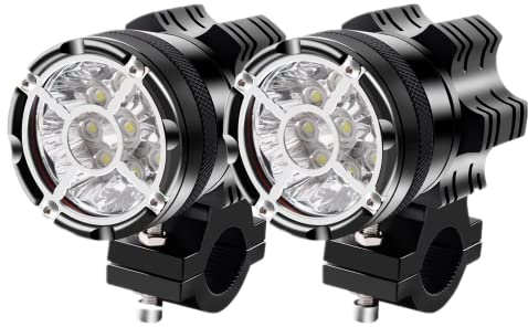 GZLMMY 2Pcs Motorcycle LED Headlights 12V 90W 11000LM LED Motorbike Beam Headlamp Moto Spot Head Light Auxiliary Lamp DRL with Switch (Black)