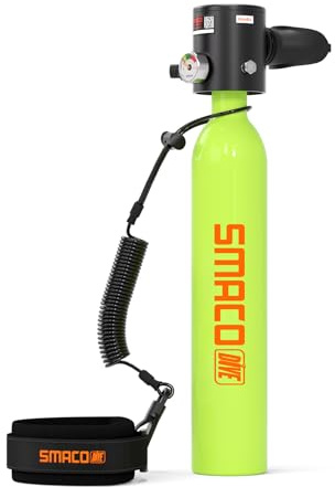 SMACO S300 Mini Tauchflasche 0,5L Sauerstoffflasche Tauchen Klein Taucherflasche für Unterwasseratmung Tragbare Tauchen Sauerstofftank Lung Air Tank für Notfallrettung Bootsreinigung