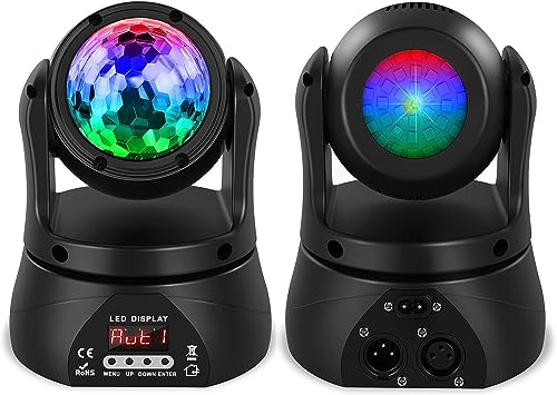 Jeux de Lumiere pour Soiree, U`King 30W Lumières disco Lyre LED Lumières principales mobiles de boule de disco à double face d-mx512 Éclairage de scène RGBW pour DJ Club Discothèque Bar Scène Soirée