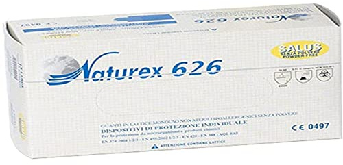 Nacatur Naturex 626 - Guanti in lattice senza polvere, taglia S, confezione da 100 guanti
