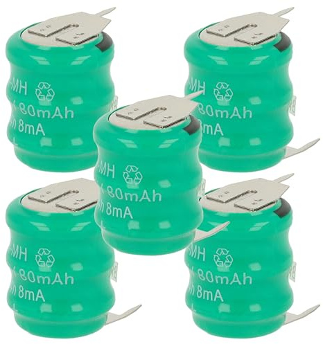 vhbw 5 NiMH Pile Bouton de Remplacement pour Type V80H 3 épingles 80mAh | 3,6V convient pour les batteries de modélisme etc.