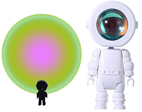 Sunset Lamp, Astronaut Shape Lamp Light Sunset Projector Lights 3 Colours Sunset Projection Lamp with USB Cable Colour Projection Lamps, Multicoloured Night Light for Living Room