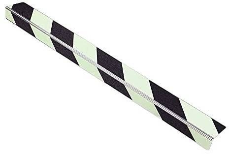 AnTina TAPES® Treppenkantenprofil Thin Line 5x100cm, nachleuchtend/schwarz | selbstklebend oder schraubbar, Antirutsch, Alu-Träger mit Antirutschbeschichtung· zertifizierte Rutschhemmung, robust