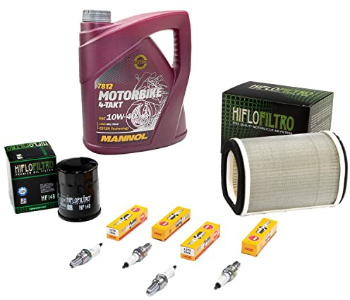 Wartungspaket Öl 4L + Luftfilter + Ölfilter + Zündkerzen für Yamaha FJR 1300 FJR1300 RP04 RP08 RP11 RP13 RP 23 Bj 2001-2021