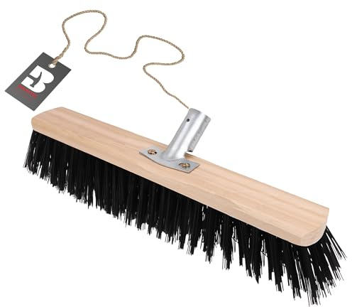 BAUSTER® Besen 400mm ohne Stiel, Großer Straßenbesen Industriebesen Stubenbesen Zimmerbesen Hallenbesen, Handgeführt Holzbesen, Gartenbesen, Handbesen Gehwegbesen