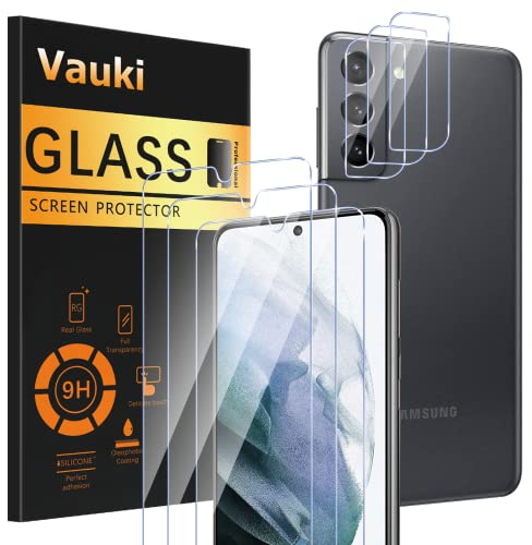 Vauki Lot de 3 Verre Trempé pour Samsung Galaxy S21 5G avec Caméra Protection écran 3 Pièces,HD Film Protecteur d'écran,9H Dureté,Anti-Rayures,Sans Bulles,Ultra Transparent Vitre pour Galaxy S21 6.2