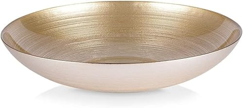 Vilde Schüssel Glasschüssel Salatschüssel Schale für Vorspeisen Obst aus | Glas Gold Servierplatte groß 30 cm 2,2 L