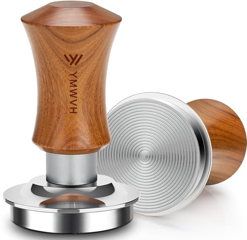 V5 Espresso-Tamper, 53 mm, 2 gefederte, kalibrierte Tamper mit hochwertigem Edelstahl, Walnussholz-Griff, Tamper kompatibel mit Breville 54 mm Siebträger