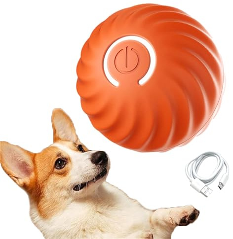 Active Rolling Ball Anti-Anxiety Automatic Moving Ball, Aktiver Rollball für Hunde, Automatisch Rollender Ball Interaktives Hundespielzeug ball, Selbstdrehender Elektrisch Ball für Katzen (Orange)