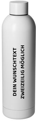Personalisierte Vakuumflasche 750ml aus Edelstahl und auslaufsicher in weiß | 750 ml, Edelstahl, auslaufsicher, doppelwandig, heiß und kalt, Sport, Büro, gravierbar, Wasserflasche