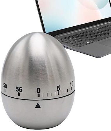 DISPRA Eieruhr, eiförmiger Timer für Küche, Edelstahl, 60 Minuten, Eieruhr zum Kochen von Eiern, wiederverwendbar, sicher, mechanisch, gekochte Eieruhr für Küche, Kochen, Lernen und Zuhause