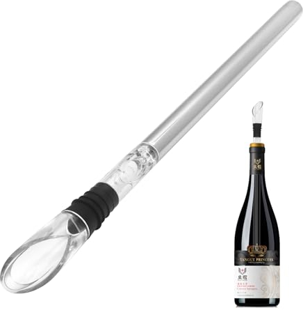 Stainless Steel Wine Chiller Stick Set - 3-in-1 Kit for Pro Bartenders & Wine Enthusiasts | Aerator, Filter, Drip-Free Pourer | Ideal for Home, Bar, Parties