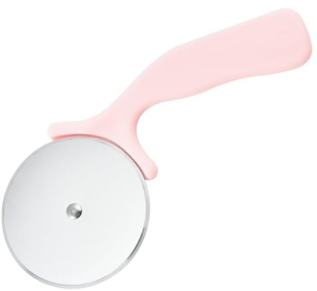 Roulette à pizza en acier inoxydable avec poignée en plastique pour petit gâteau circulaire en acier inoxydable (rose)