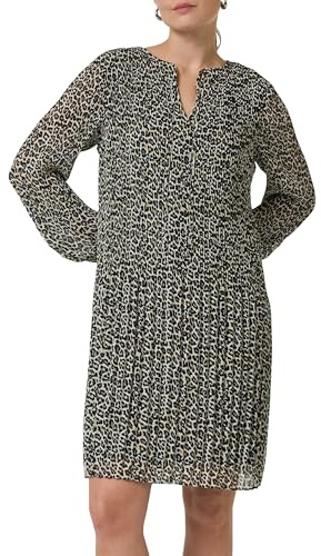 Comma Plissiertes Chiffon-Kleid mit Leo-Print
