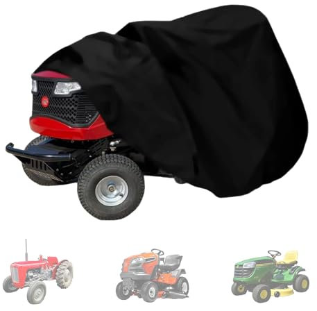 Lawn Tractor Cover, Ride Lawn Mower Cover, Garden Ride-On Tractor Cover, Lawn Mower Waterproof Protective Cover, windproof, Rainproof, Dustproof, UVproof, Oxford cloth, 245*50*140cm, black