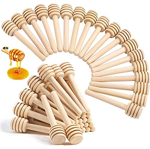 Honey Dipper, ney Dipper Pack, ney dippers of 50 8CM Wood Honey Dipper Sticks Honey Mixing Stirrer Dispensing Wand Mini Wooden Honeycomb Sticks Honey Drizzling Tool for Wedding Party Favors