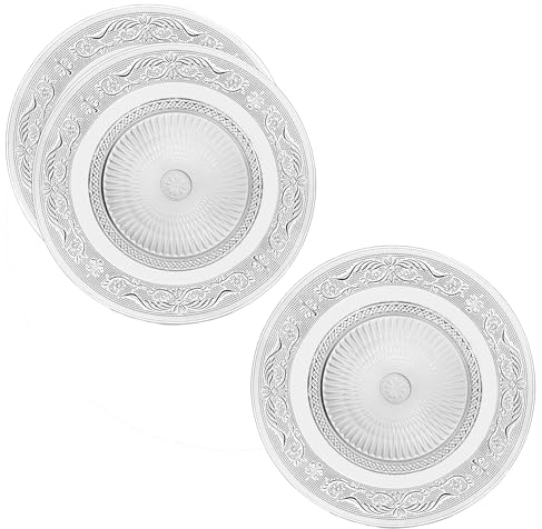 TWO TIGERS Plato de Cristal Phoenix. Pack 6 Unidades. 2 Tamaños 29 o 33 cm. Plato Transparente Redondo para Ensaladas, Embutidos, Comidas o Decorar Mesas y Estanterías (29 cm)