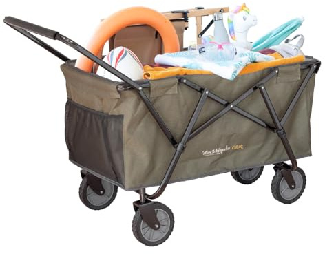 dieckkinners Faltbarer Bollerwagen Olrik Transportwagen mit All Terrain Rädern, 75KG Tragkraft, Grün (Grün)