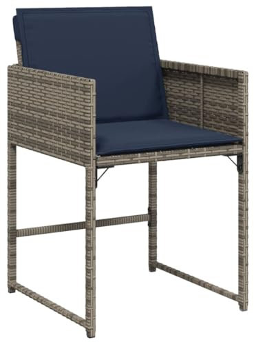 vidaXL Gartenstühle mit Kissen 4 STK. Grau Poly Rattan, Gartensessel, Sessel, Terrassenstuhl, Garten Sessel, Outdoor Sessel, Terrassensessel