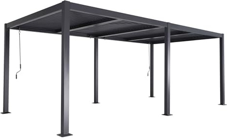 sweeek - Pérgola bioclimática, Aluminio y Acero, 3x6m, Lamas orientables, Palace 3x6m, Antracita, 574x292x231 cm