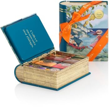 Venchi - Mini Buch in Metallbox Italien mit 6 Sortierten Granblend Pralinen, Milchschokolade, Zartbitter, Himbeere, 127 g, Glutenfrei, Ohne Farb- und Konservierungsstoffe, Geschenkidee