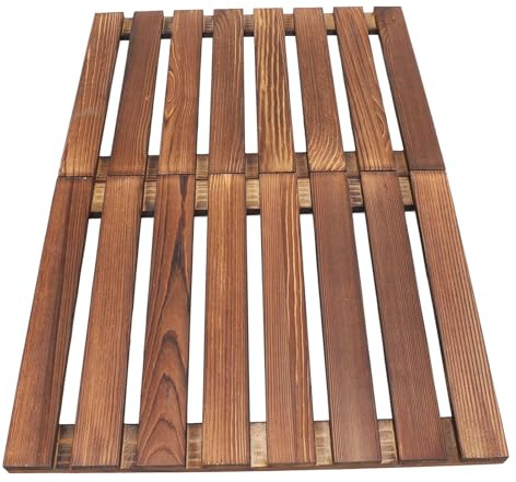 Bambus Faltbare Duschmatte, rutschfest Badezimmermatte, Holzduschmatte für Dusche und Sauna, 59 x 41,2 x 2,4 cm