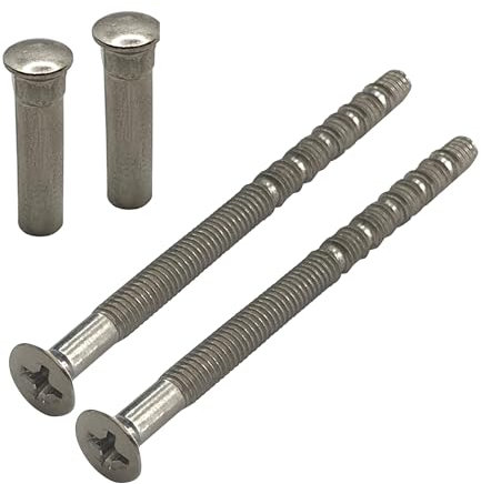 M4 x 60mm Chrome Door Handle Screws with Chrome Security Bolt Carriage Sleeve Male to Fe-male Connecting Screws for Door Handle, Knobs Escutcheons and Others (Pack of 2)