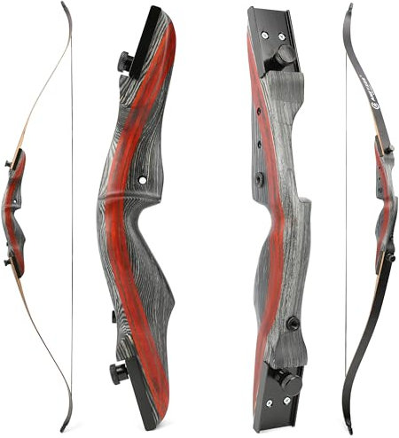 Poearcus Bogenschießen Recurve-Bogen 62-Zoll-Takedown-Jagdbogen für Erwachsene Zielübungswettbewerb Holz-Recurve-Bogen 20-50 Lbs (20 Ibs)