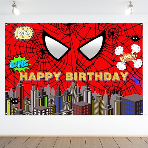 Red Spider Web Backdrop Party Decoration Supplies, 6 * 4ft Hero Photo Decor Banner for Boys Baby Shower Birthday Party Photography Background (Red Spider)