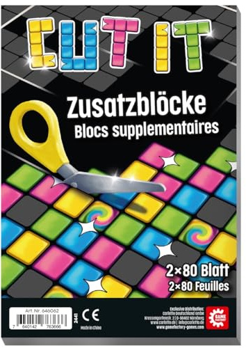 Game Factory 646062 - Blocchi aggiuntivi Cut it, 2 Blocchi di Ricambio con 80 Fogli per Blocco di Ricambio, Blocchi per Gioco di Dadi