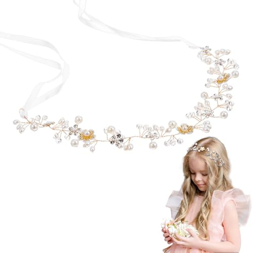 simarro Haarschmuck Mädchen Hochzeit, Haarschmuck Kommunion Mädchen Blumenkranz Haare Brautschmuck Taufe Deko Haarreifen Kinder für Hochzeit Geburtstag Party Fotografie