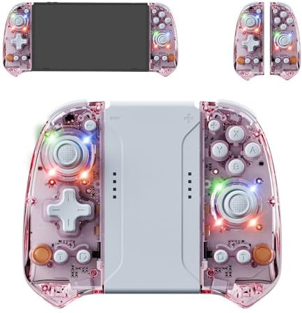 Einprovken Bluetooth Wireless Switch for Controller, OLED Switch,Switch Lite& PC Supports Wake up,Six Axis, Turbo, Dual Vibration (Pink)