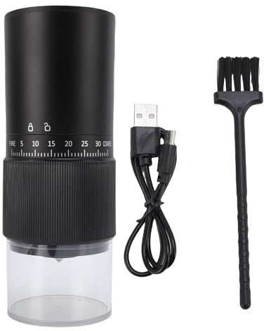 Electric Coffee Grinder, Portable USB Rechargeable Coffee Bean Grinder with Adjustable Settings for Espresso French Press (Black)