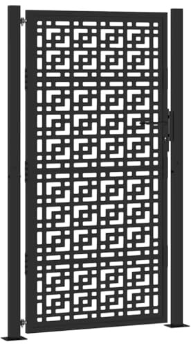Massbinet Gartentor Schwarz 105x180 cm Stahl Kreuz-Design