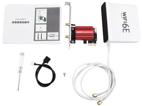 Harewtwy Adaptador Inalámbrico Bluetooth PCI-e WiFi 6E Magnético BT 5.3 Tribanda 2.4G/5G/6GHz Tarjeta de Red Wi-Fi Accesorios para Computadora