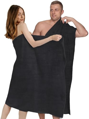 altego Saunahandtuch 100 x 200 cm Schwarz – Saunatuch Baumwolle, Badehandtuch groß, Premium Qualität
